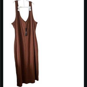 Fashion Nova Brown Sleeveless Scoop Neck Maxi Sundress